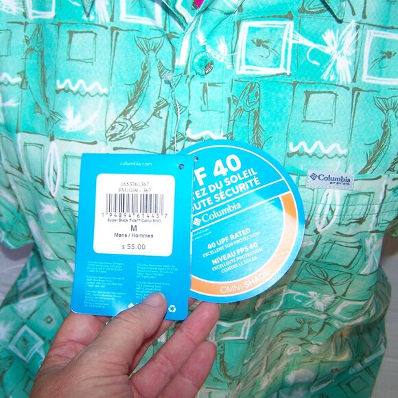 Columbia NWT Button Down Short Sleeve Fishing Shirt Sz M - Picture 6 of 9